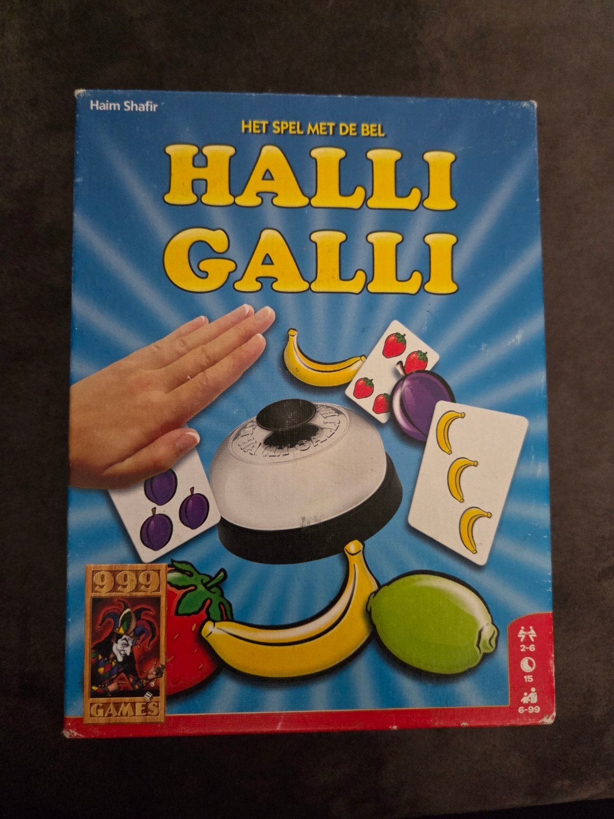 Halli Galli - Het snelle kaartspel met de bel, Drie of vier spelers, Ophalen of Verzenden, Gebruikt, 999 Games