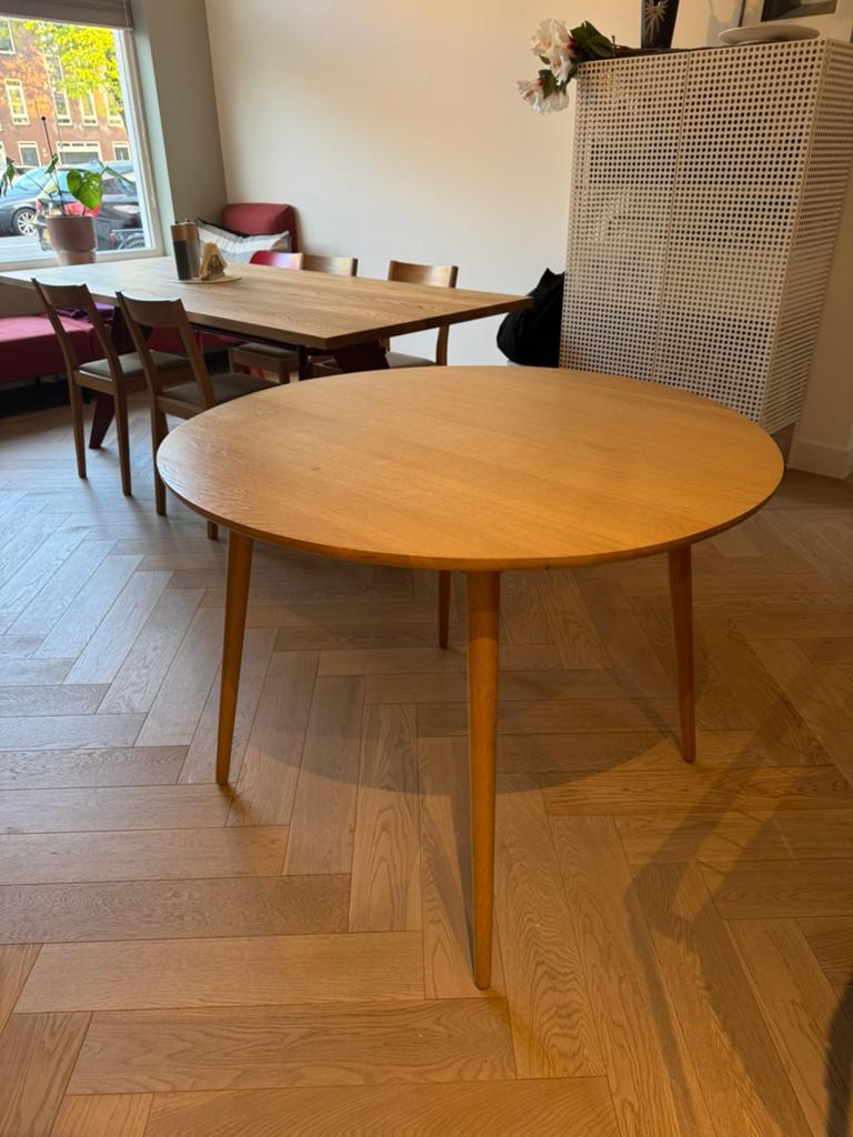 Maisons du Monde Eettafel diameter 100cm Eikenhout, Ophalen, Gebruikt, Vier personen, 100 tot 150 cm