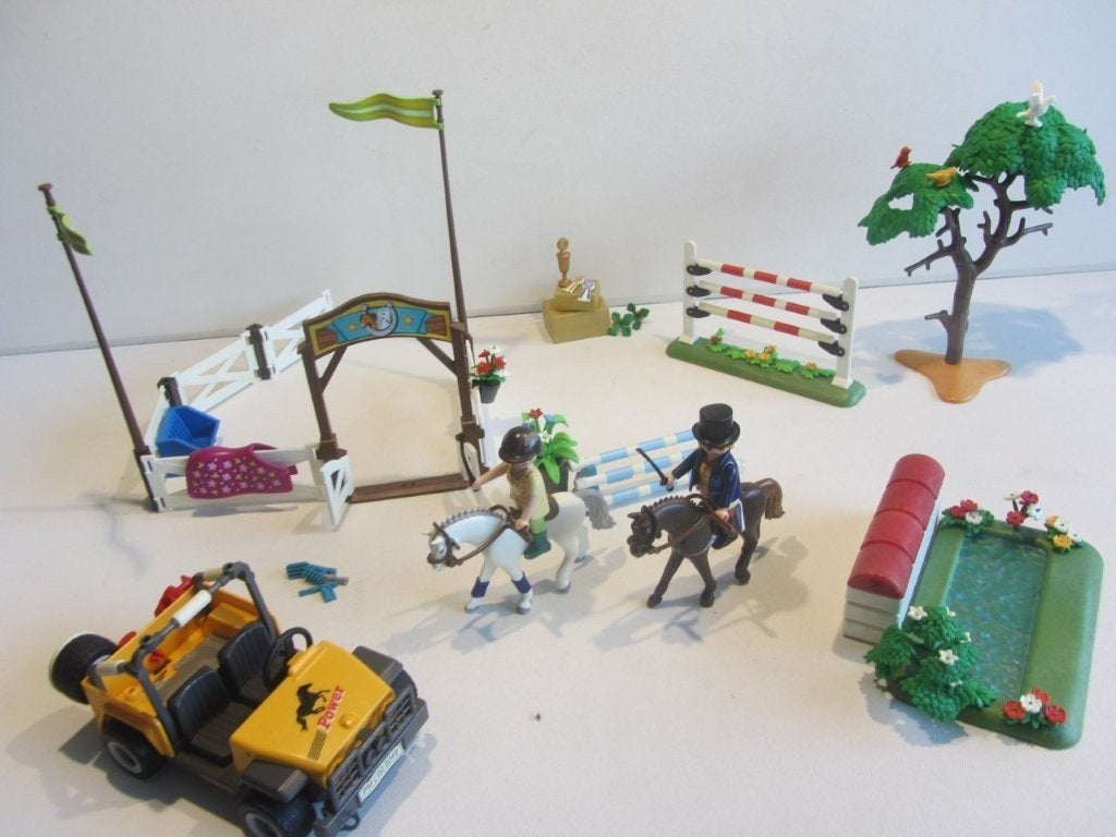 Playmobil springpaarden met auto, Ophalen of Verzenden, Gebruikt, Los playmobil