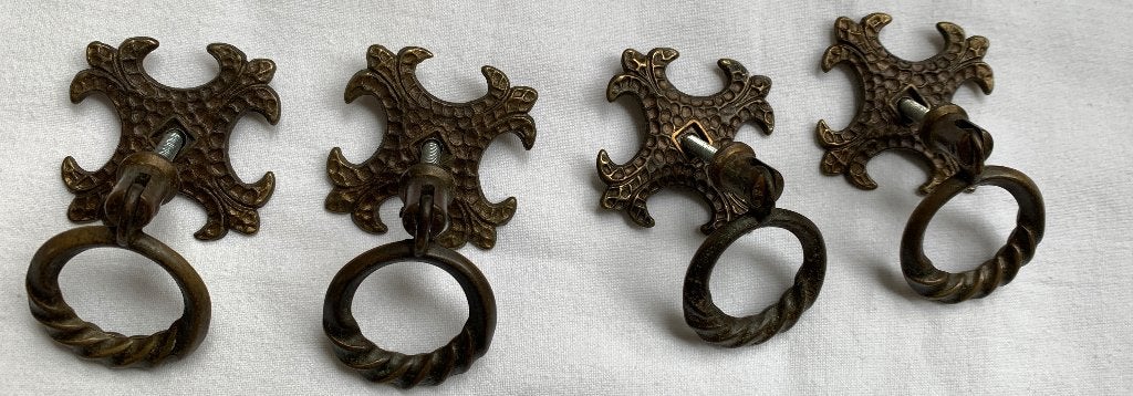 brocante ladegrepen messing 4 stuks, Ophalen of Verzenden, Zo goed als nieuw