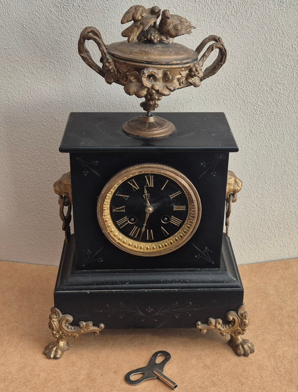 Vintage Franse schouwpendule eind 19e eeuw, Antiek en Kunst, Ophalen of Verzenden