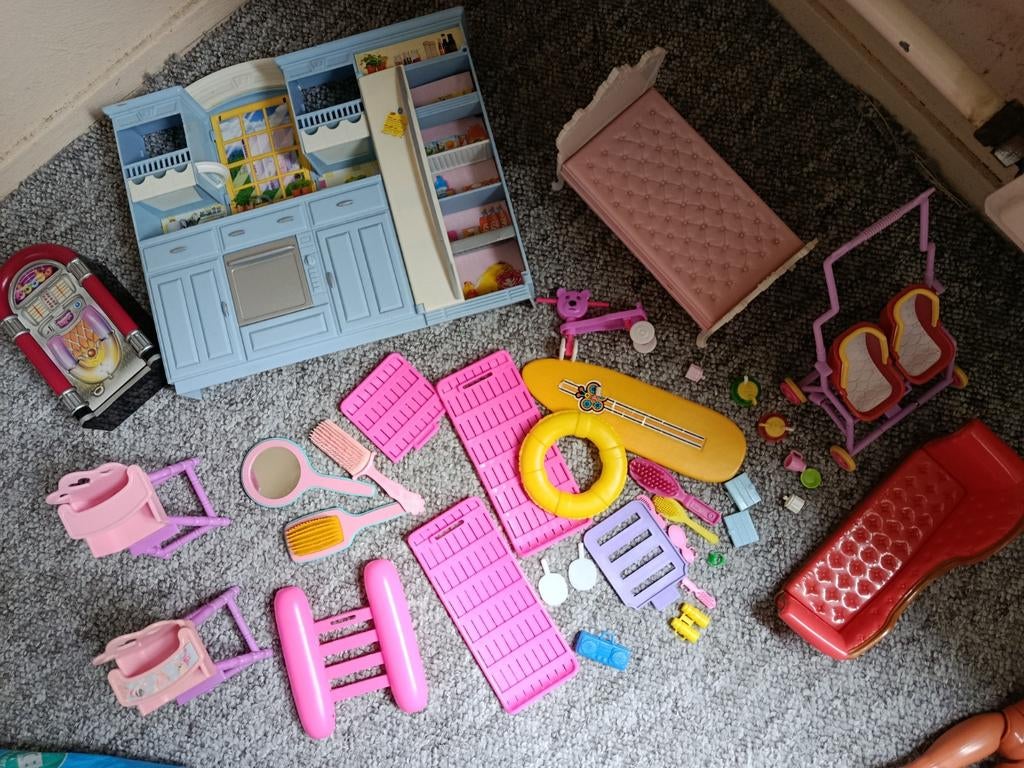 Barbie spullen meubels accessoires Vintage set, Ophalen of Verzenden, Gebruikt, Accessoires