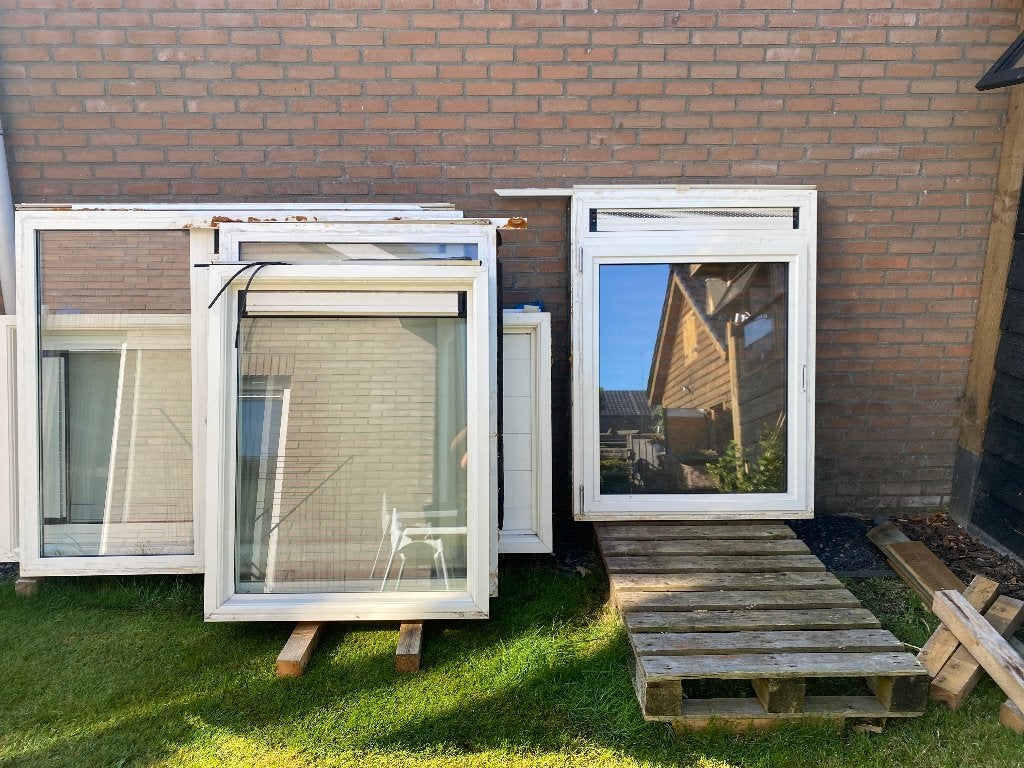 5 aluminium kozijnen HR++ glas, Doe-het-zelf en Verbouw, Gebruikt, Raamkozijn, Aluminium, Inclusief glas