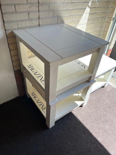 2 bijzettafels, Ophalen, Minder dan 45 cm, Gebruikt, Vierkant