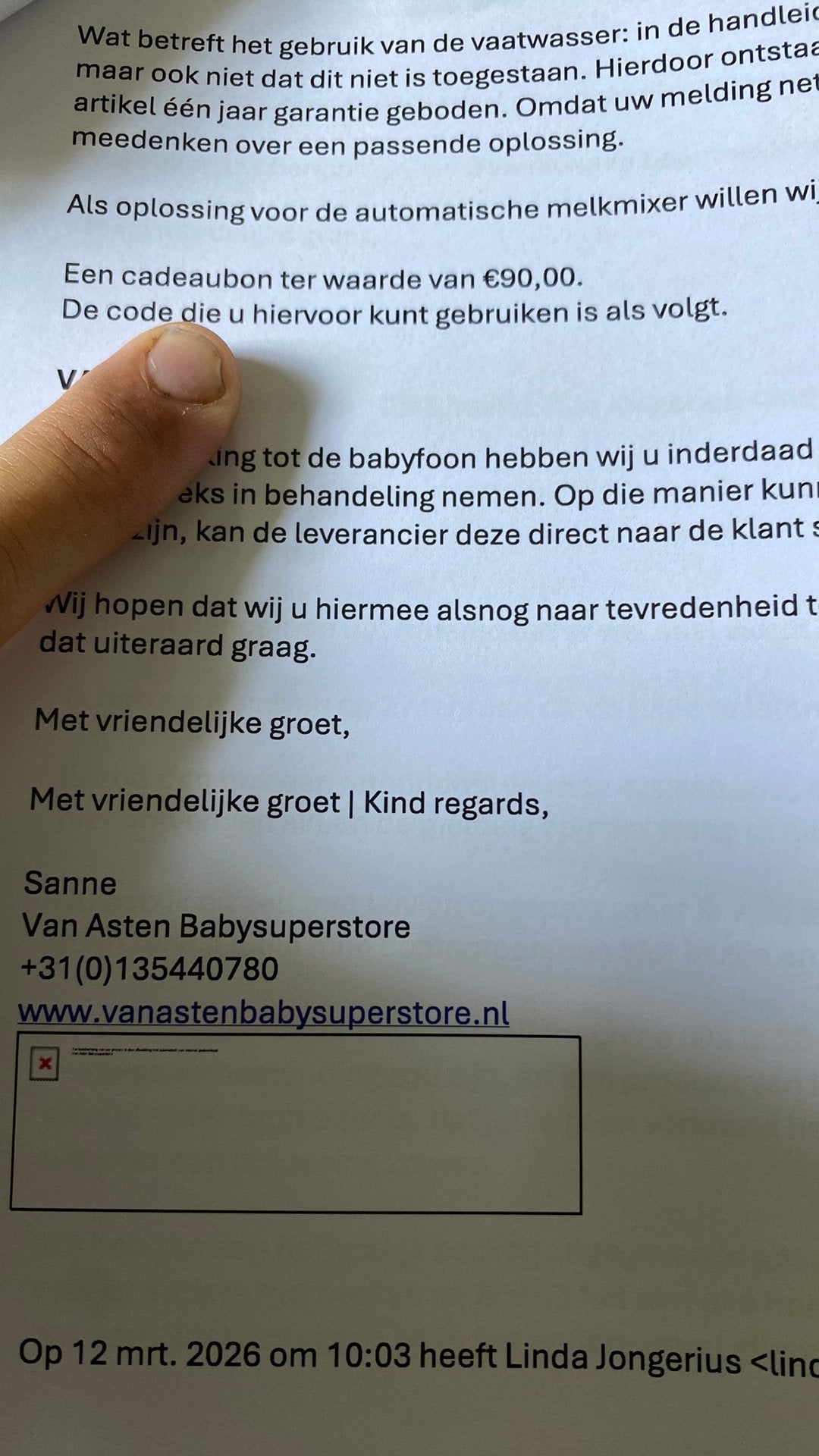 Cadeaubon van asten babysuperstore, Eén persoon, Cadeaubon