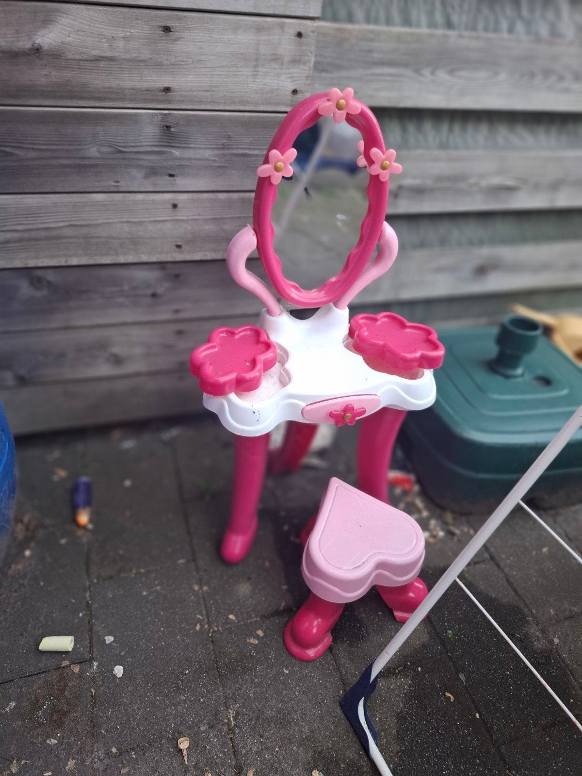 Roze kaptafeltje met spiegel en krukje voor kinderen, Kinderen en Baby's, Speelgoed | Poppen, Ophalen, Gebruikt