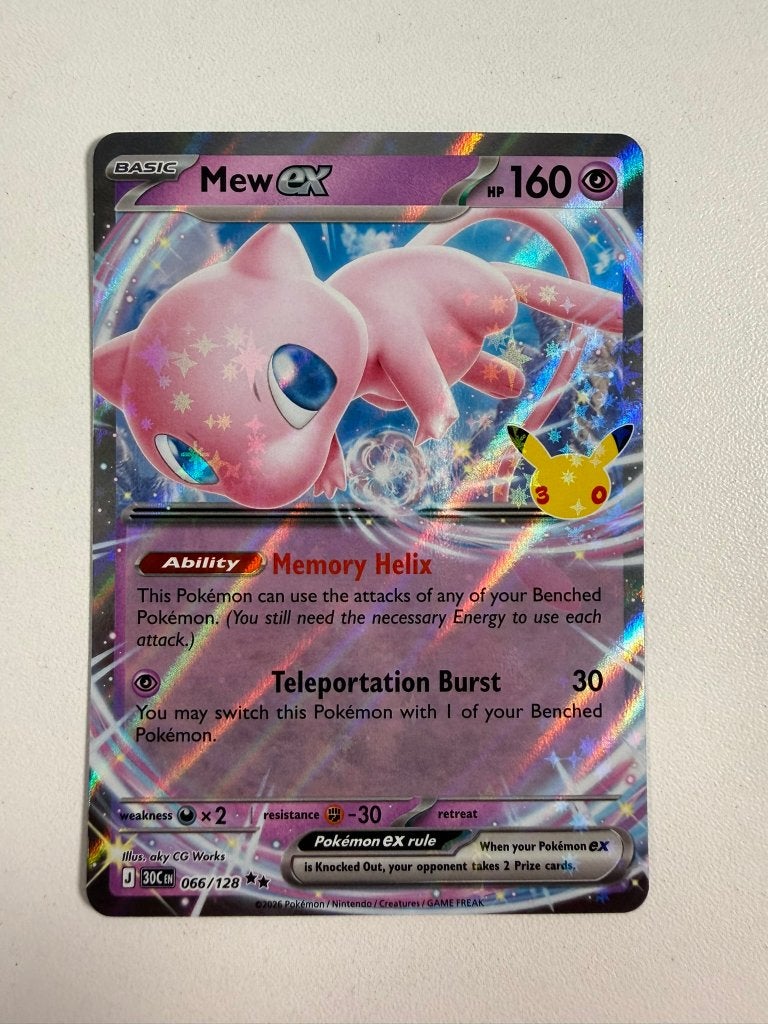 066/128 Mew EX 30th Celebration Pokemon Kaart, Ophalen of Verzenden, Nieuw, Losse kaart
