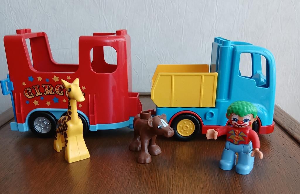 Circus Vrachtauto Met  Clown /Giraf/ Kalfje, Overige thema's, Ophalen of Verzenden, Zo goed als nieuw, Duplo