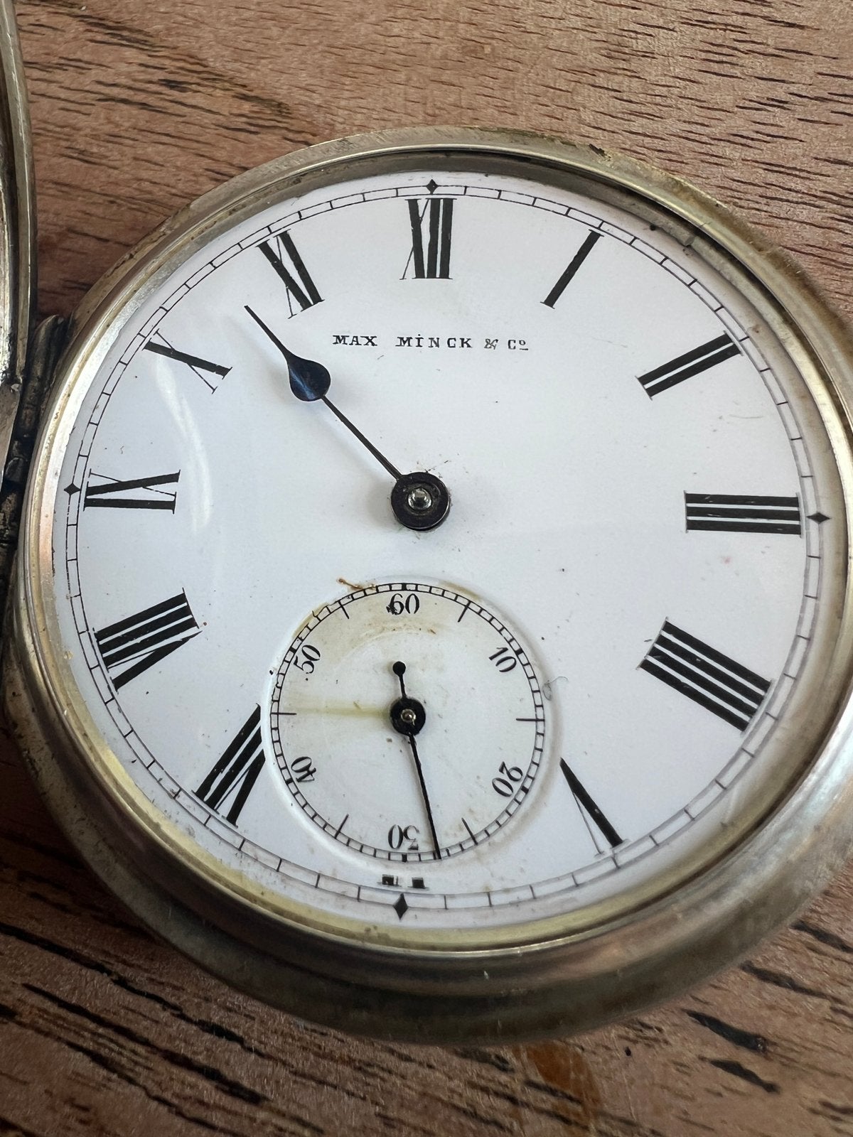 Zilveren Half Hunter zakhorloge - Max Minck & Co, Verzenden