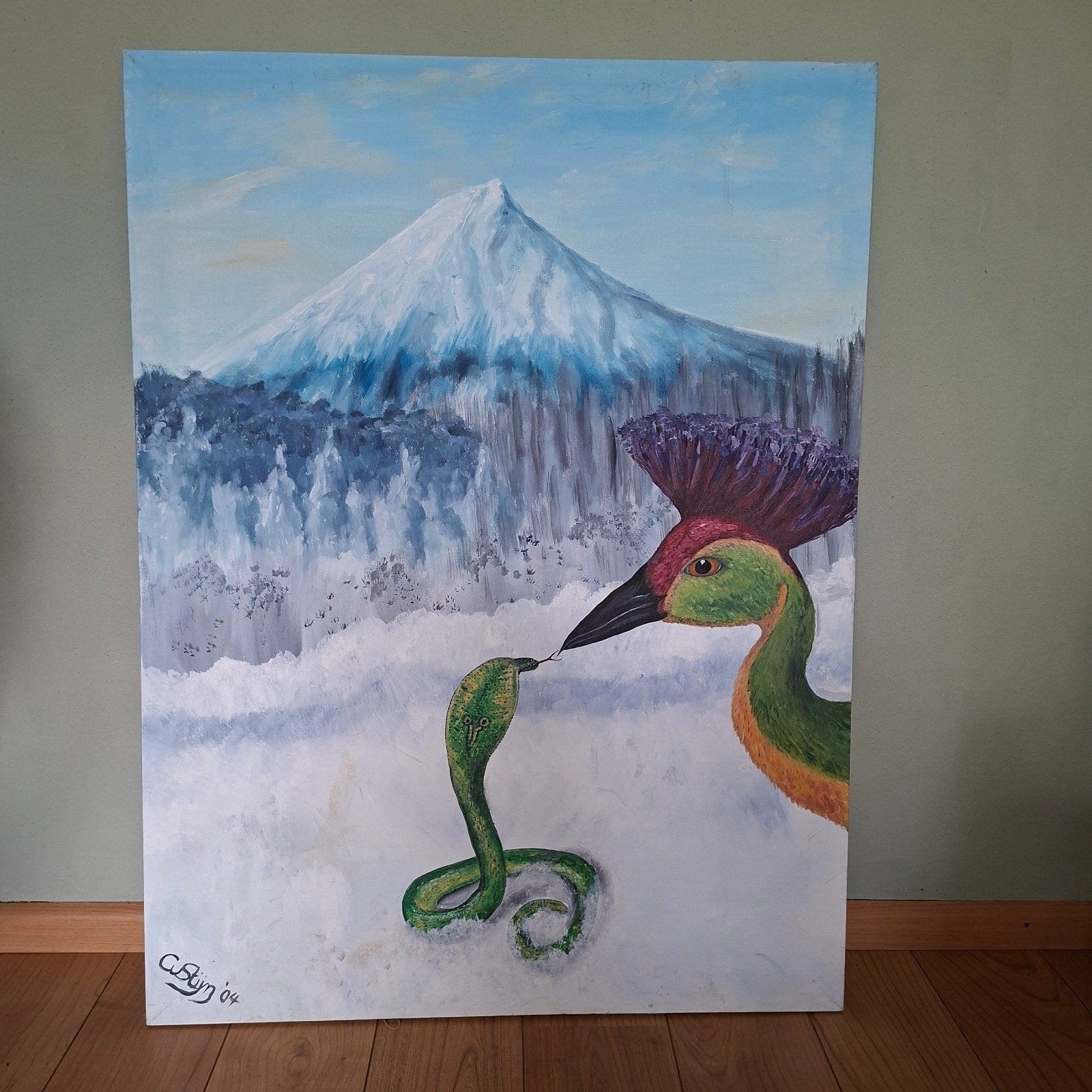 Schilderij Fuji, Antiek en Kunst, Ophalen of Verzenden