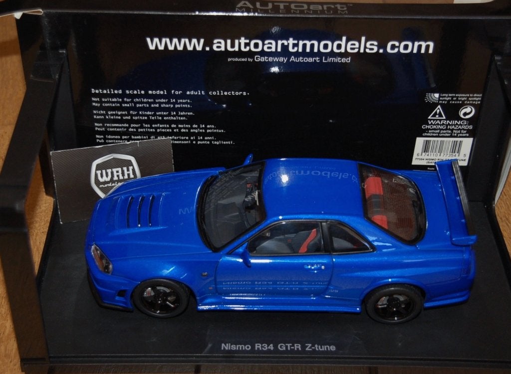 Nissan Skyline R34 Z tune bayside blue 77354 Autoart WRH, Verzenden, Zo goed als nieuw, Auto, Autoart