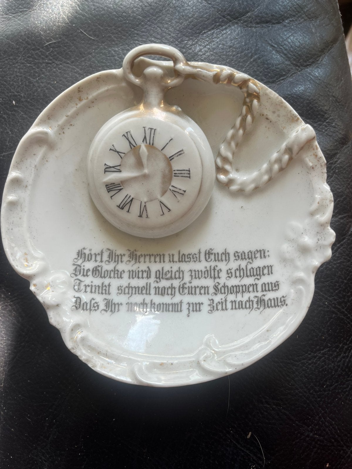 Schaaltje Duits: met keramiek klok, Antiek en Kunst, Antiek | Keramiek en Aardewerk, Ophalen of Verzenden