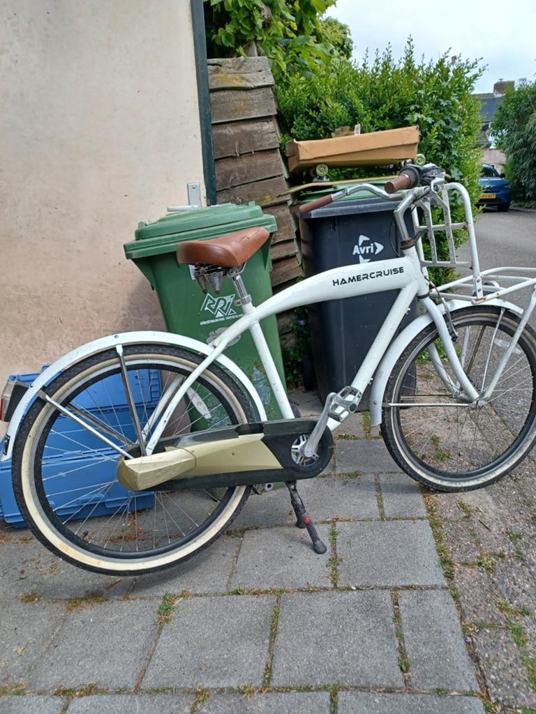 Popal HamerCruise Herenfiets met Voordrager, Terugtraprem, Gebruikt, Aluminium, Ophalen