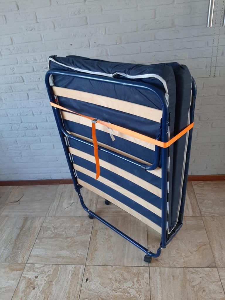 logeerbed, vouwbed, opklapbed, ligbed, blauw., Ophalen, Eenpersoons, Blauw, 190 cm of minder