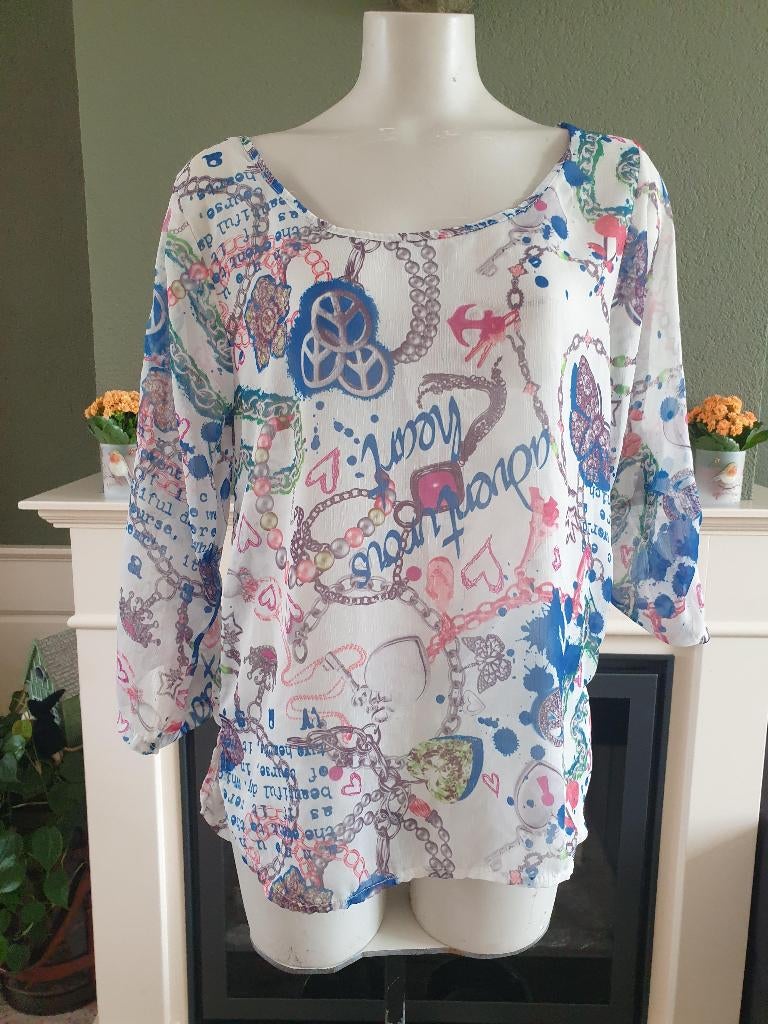 Studio Mo Firenze Italia lieflijke top M 38 40, Kleding | Dames, Maat 38/40 (M), Studio Mo, Wit, Ophalen of Verzenden
