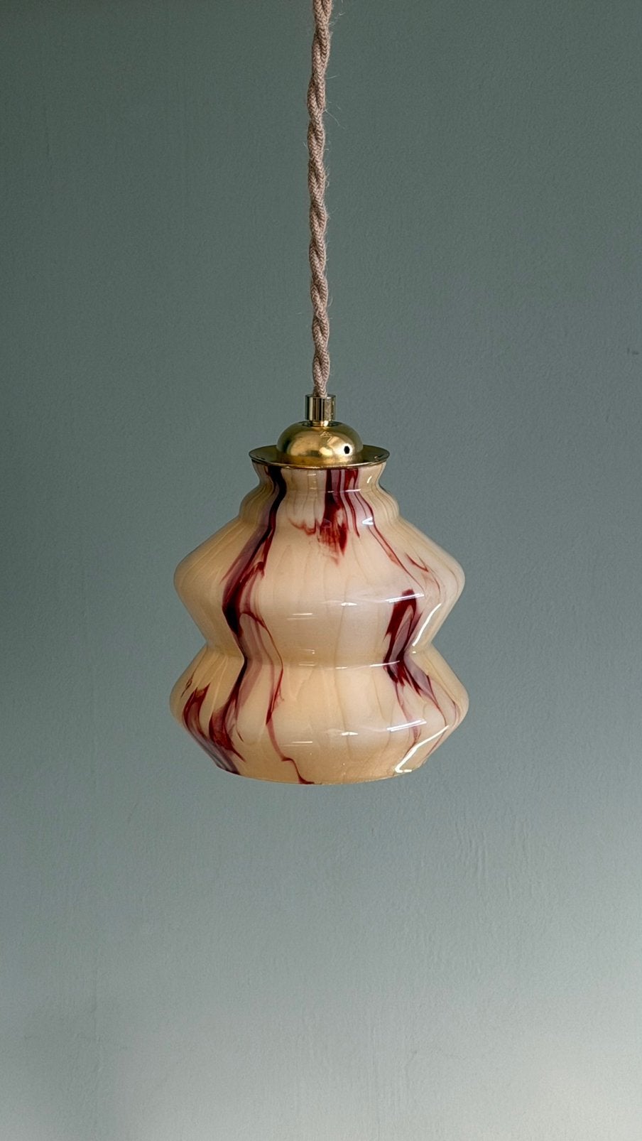 Vintage art deco lamp hanglamp opaalglas ‘30, Gebruikt, Art deco, Glas, E27 (groot)