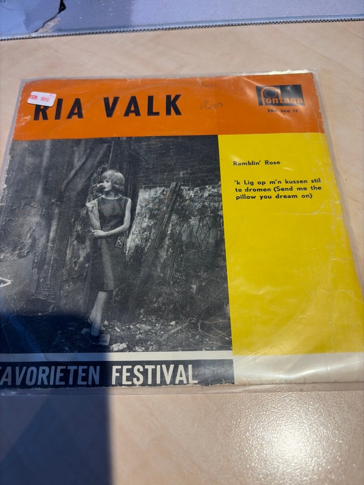 Ria Valk - Ramblin' Rose / 'k Lig op m'n kussen stil te drom, Gebruikt, 7 inch, Ophalen of Verzenden, EP