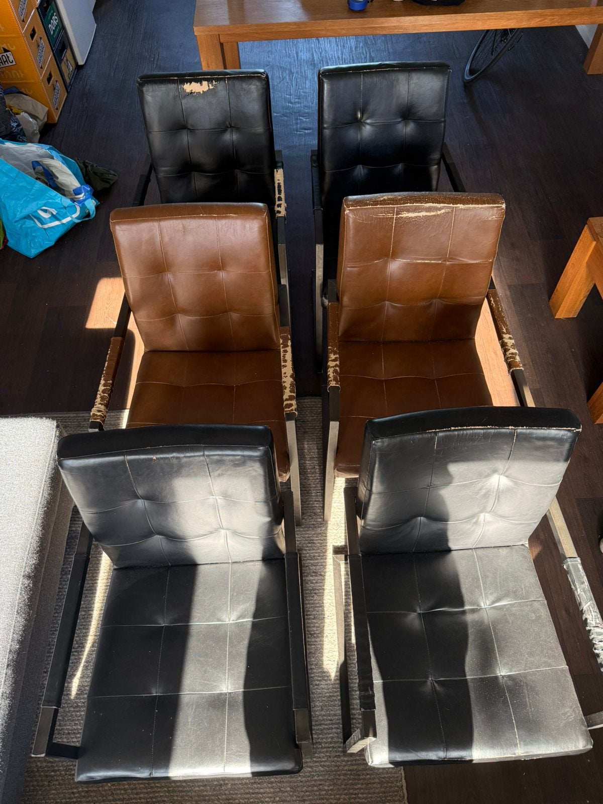 Leren Stoelen, Huis en Inrichting, Ophalen, Bruin, Leer, Zo goed als nieuw