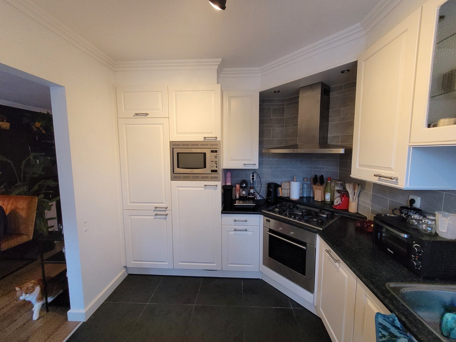 Complete keuken met inbouwapparatuur - zelf demonteren, Ophalen, Gebruikt, Wit, Hoekkeuken