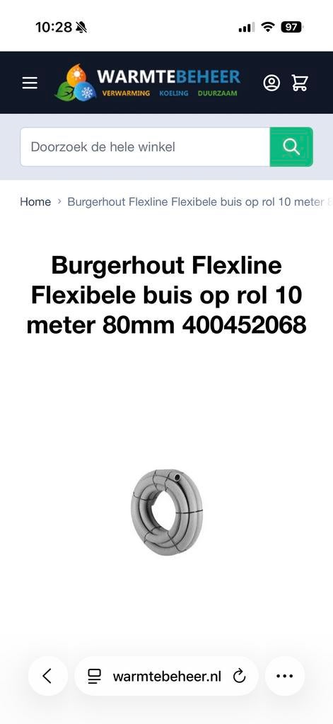Flexibele rookgasafvoer 80mm - Burgerhout Flexline, Doe-het-zelf en Verbouw, Buizen en Afvoer, 6 meter of meer, Nieuw, Ophalen of Verzenden