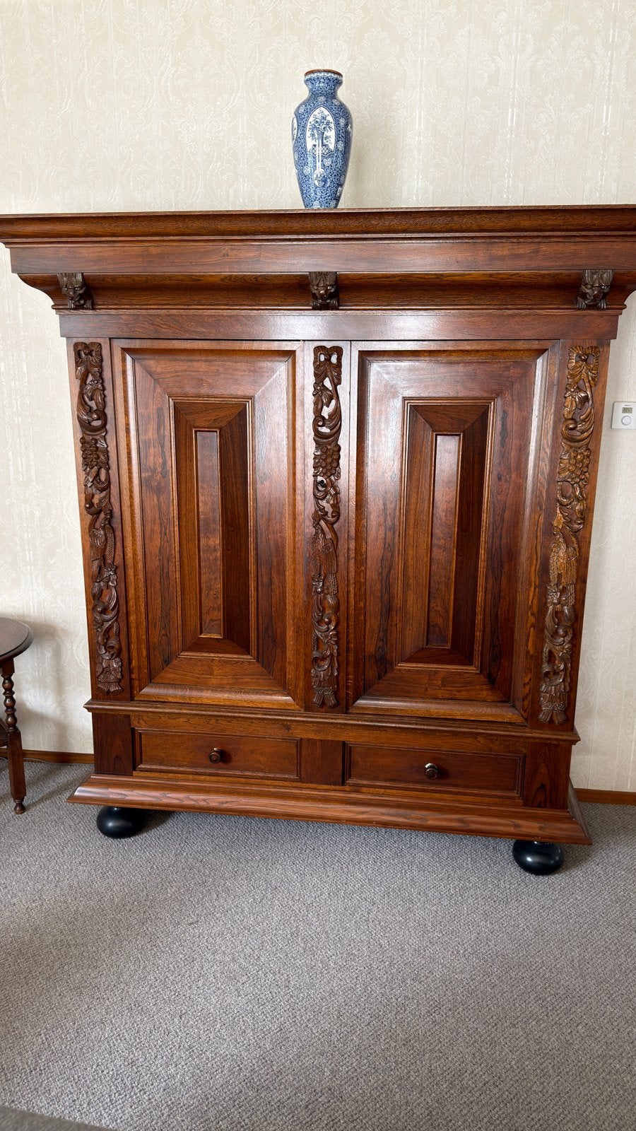 Originele Groenlose kussenkast - Antieke eikenhouten kast, Ophalen of Verzenden