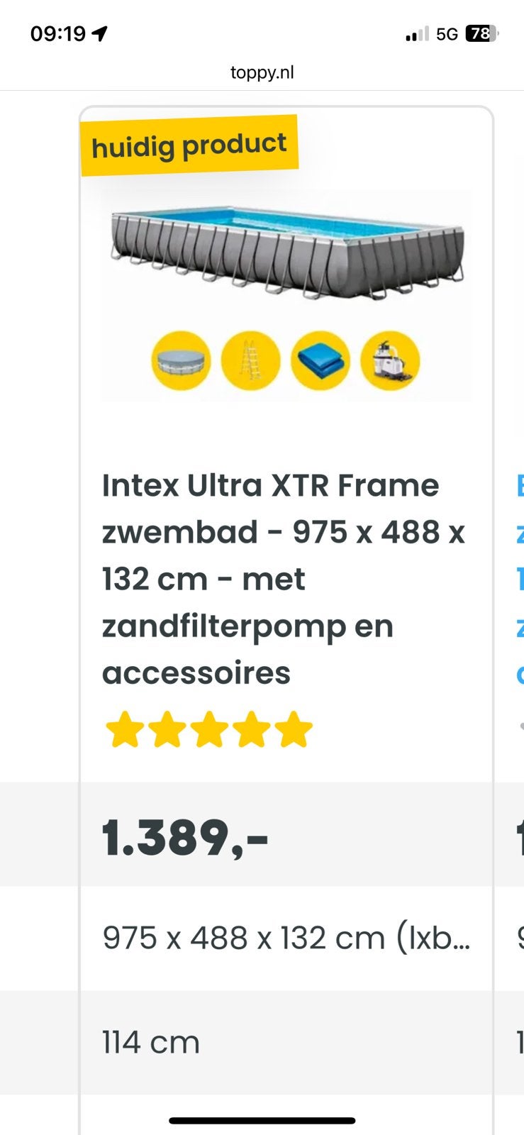 Zwembad Intex Ultra XTR Frame 975 x 488 x 132 cm, 300 cm of meer, Zo goed als nieuw, Rechthoekig, Ophalen