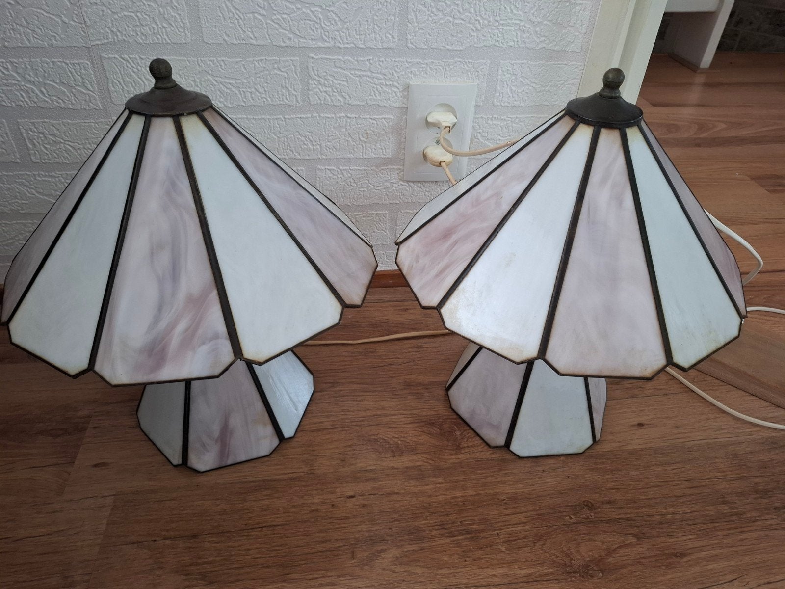 twee tiffany schemerlampen, Huis en Inrichting, Ophalen, Glas, Tiffany glas in lood