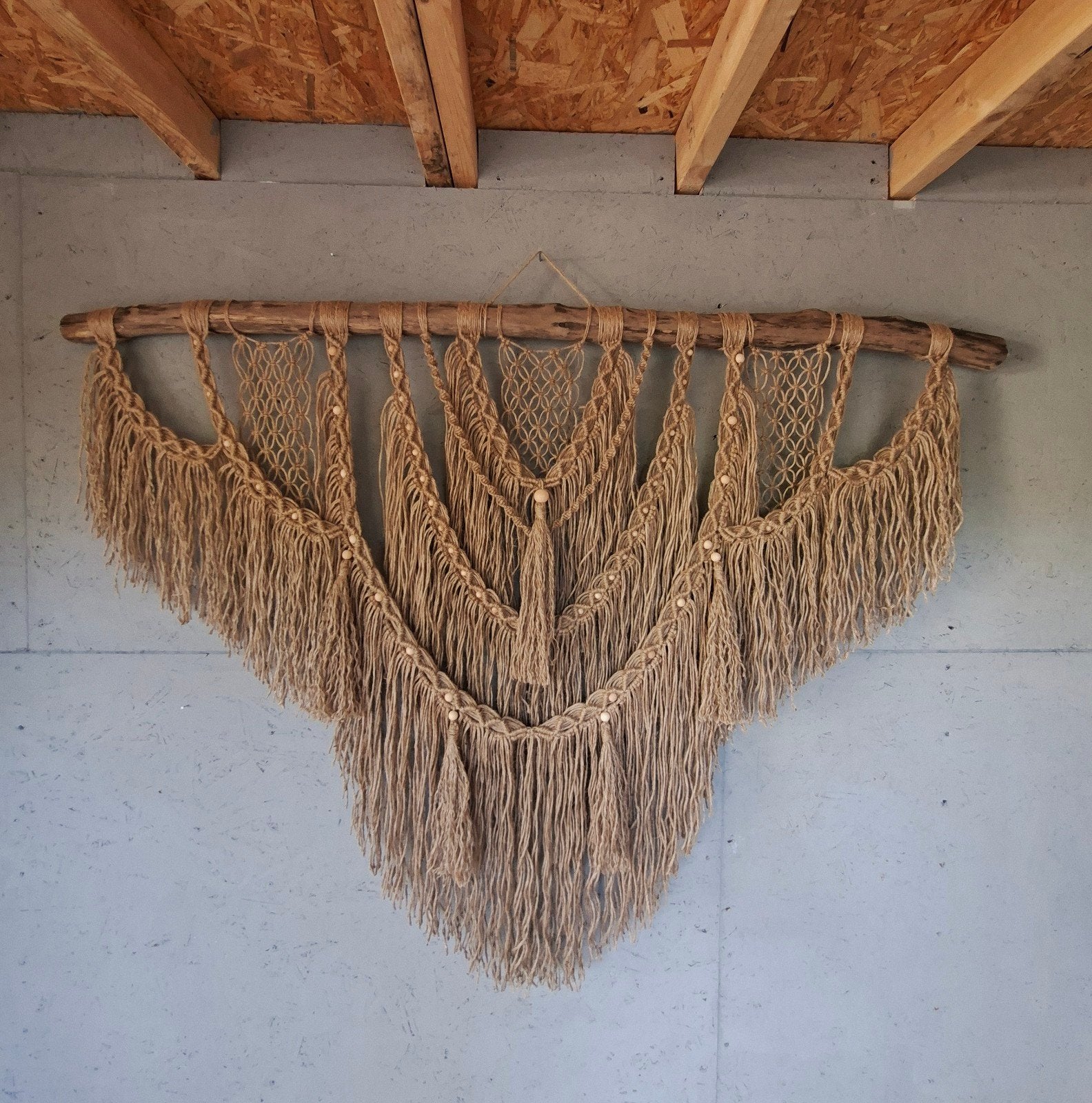 Handgemaakte macrame jute wandkleed, Huis en Inrichting, Ophalen of Verzenden, Nieuw