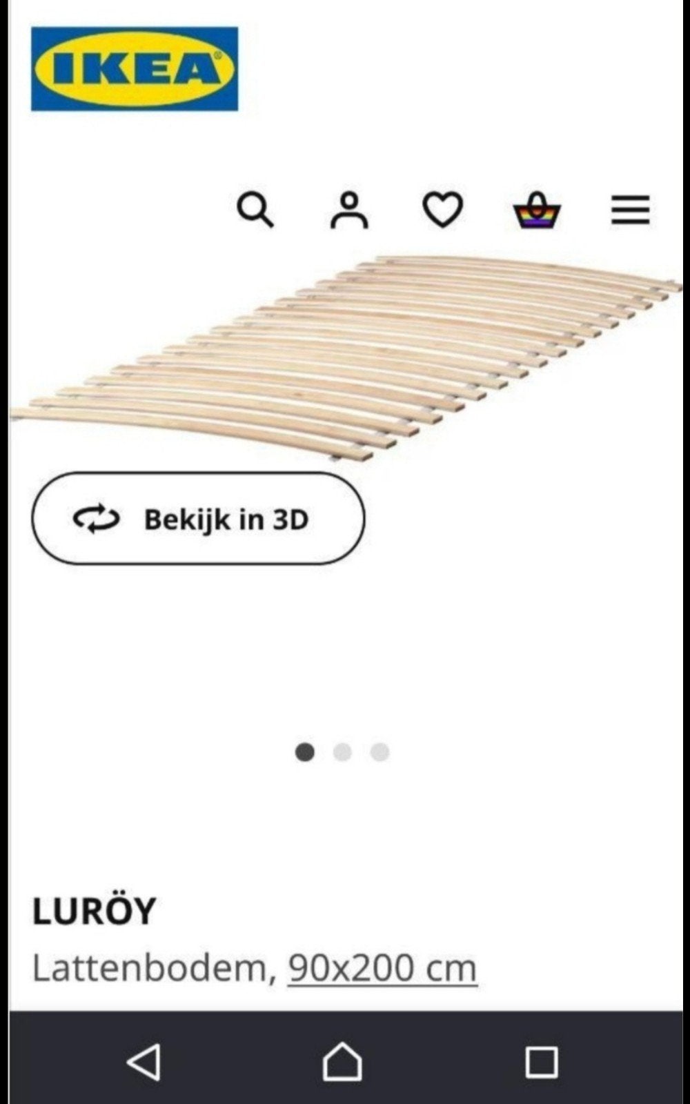 Ikea 90 Luroy set bedbodems lattenbodems 180 breed totaal, Ophalen, Eenpersoons, Zo goed als nieuw, Bedbodem