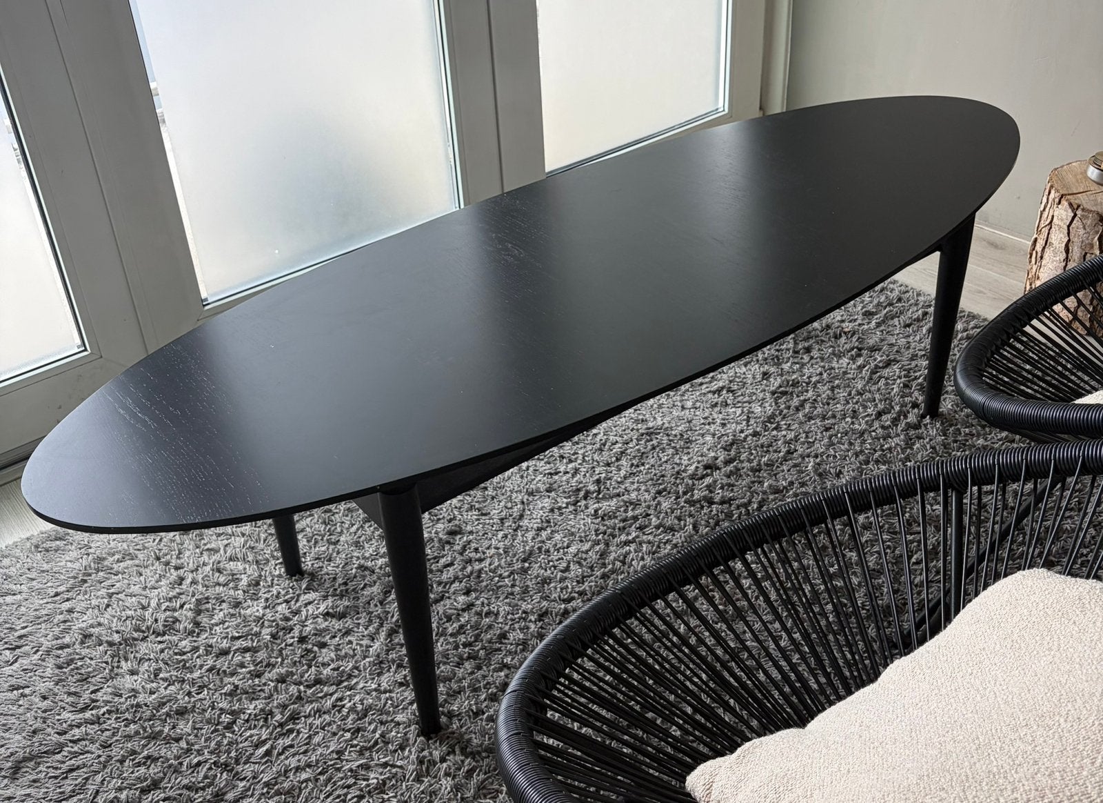 Salontafel ovaal zwart hout, Ophalen, Gebruikt, Eikenhout, 50 tot 100 cm