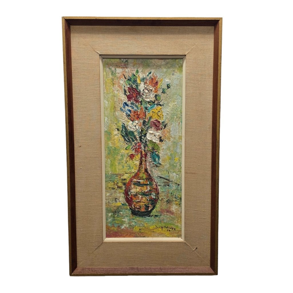Vintage bloemen schilderij Pansy Schenck, Antiek en Kunst, Kunst | Schilderijen | Klassiek, Bloemen, Ophalen of Verzenden, Olieverf