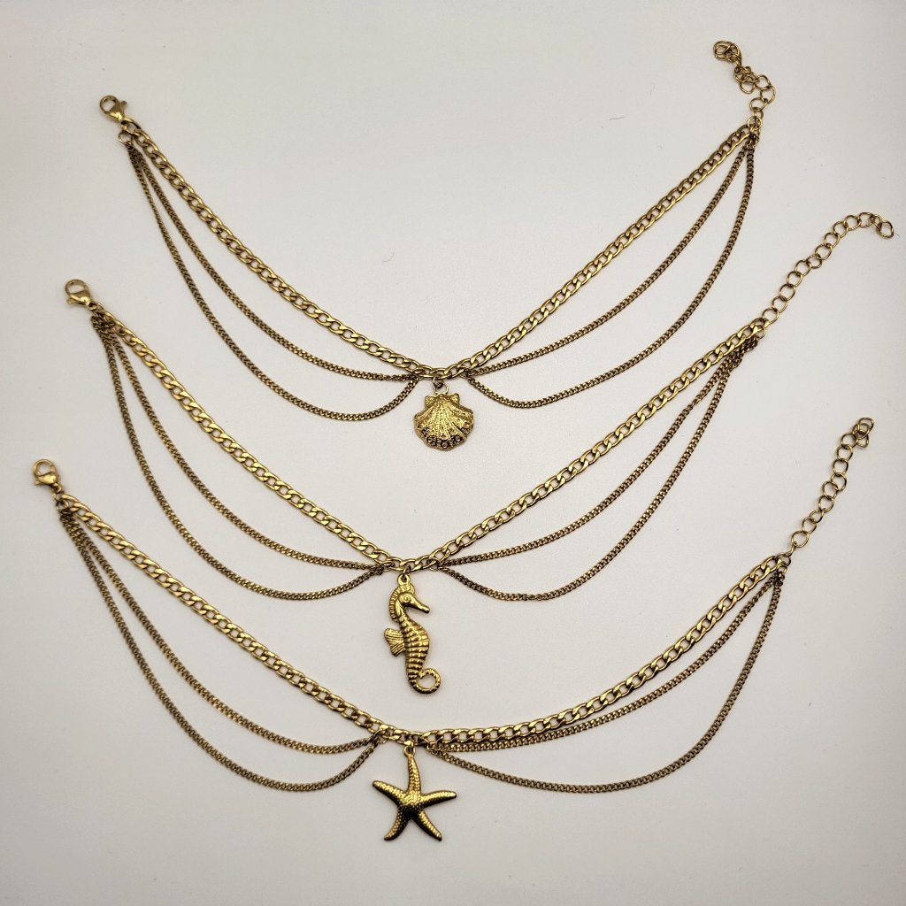 Enkelbandje meerdere lagen, stainless steel, Overige materialen, La Jefa Sieraden, Nieuw, Ophalen of Verzenden
