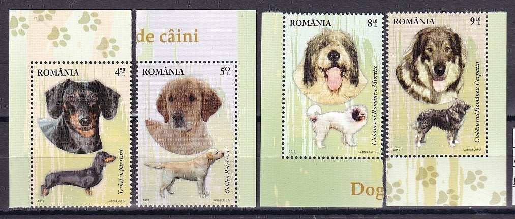 Roemenië 6640/43 Honden 2012 postfris, Ophalen of Verzenden, Overige landen, Postfris