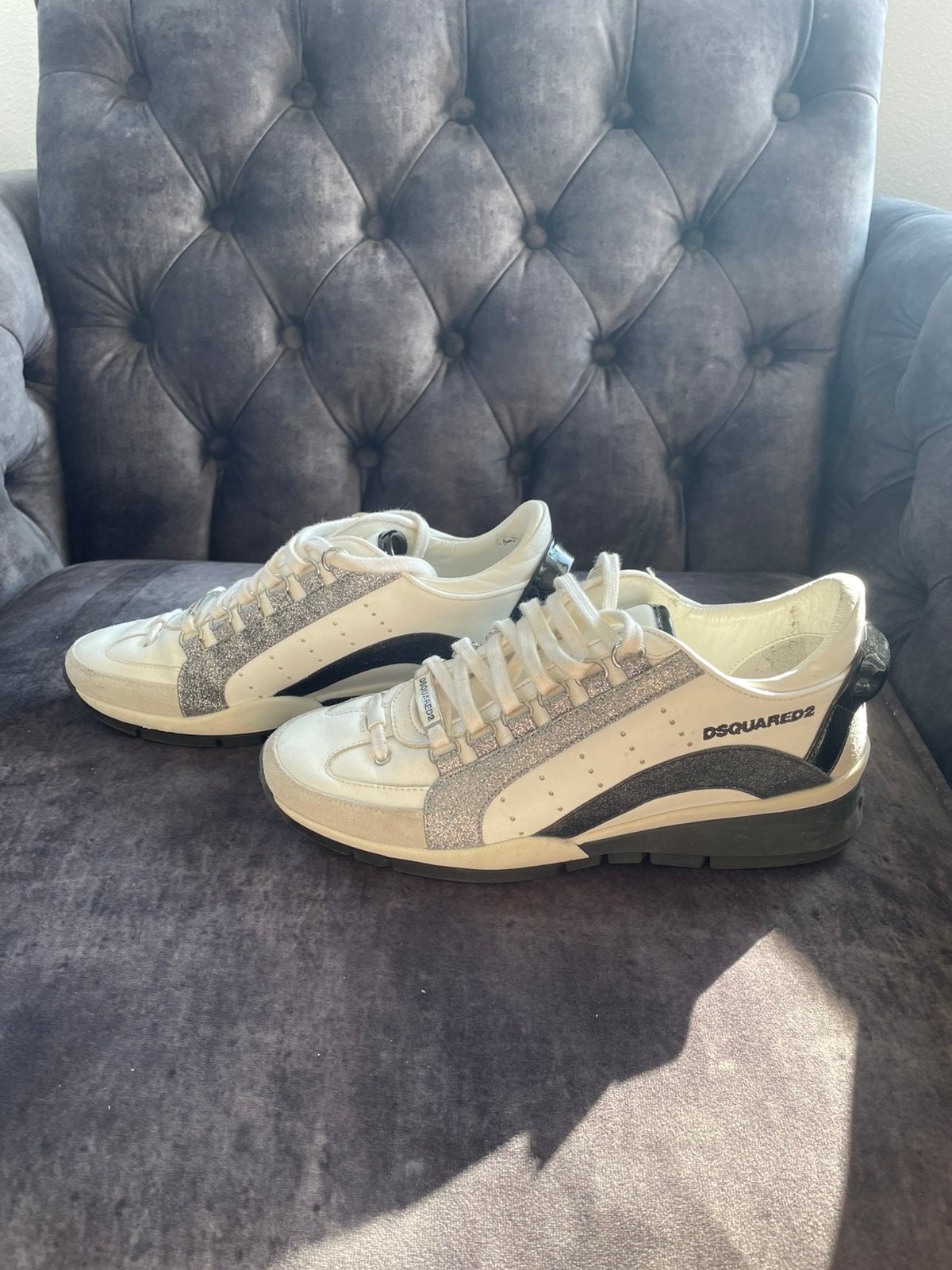 Als nieuwe Dsquared sneakers met glitter, Wit, Ophalen of Verzenden, Sneakers of Gympen, Zo goed als nieuw