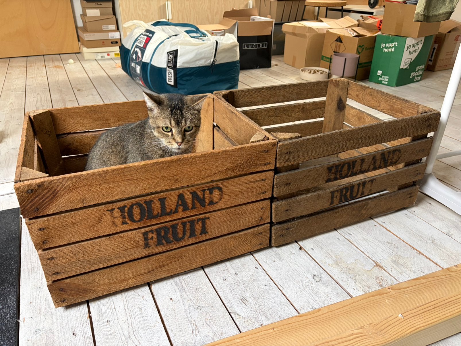 2x grote kist Hollands Fruit, Ophalen, Gebruikt, 50 tot 100 cm, Minder dan 50 cm