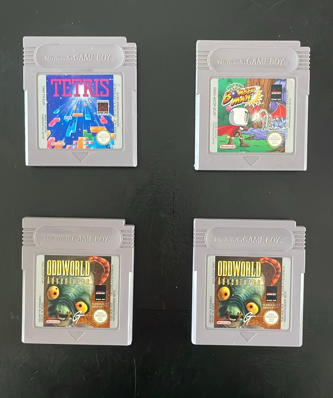 4 Gameboy games - Tetris - Oddworld (2) - Bomberman, Spelcomputers en Games, Games | Nintendo Game Boy, Gebruikt, Overige genres
