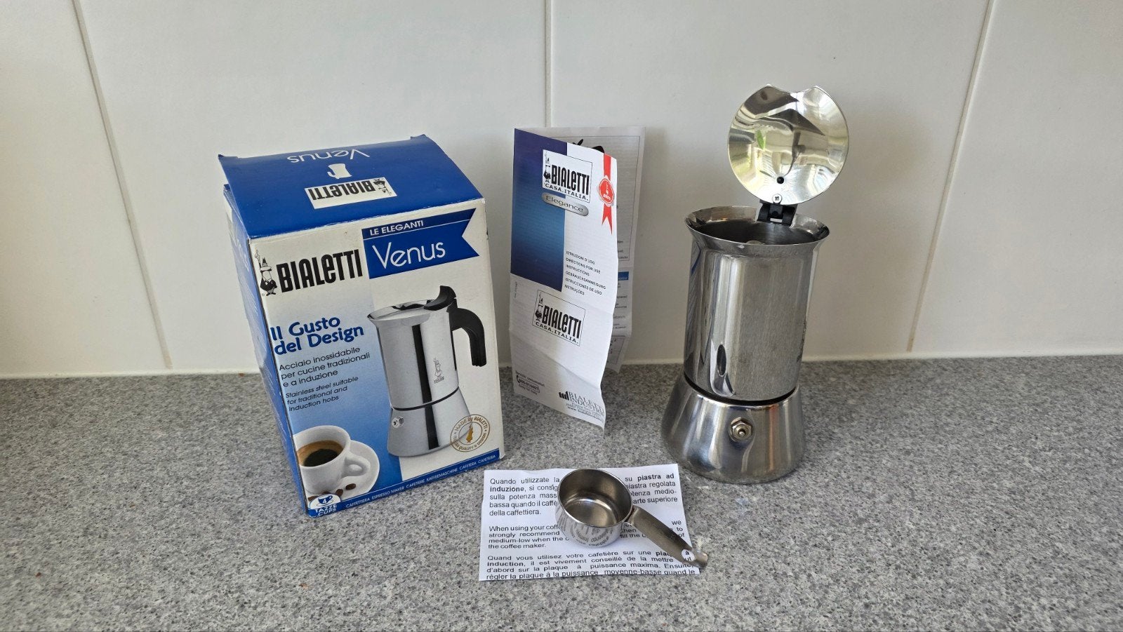 Espresso maker RVS voor echte Italiaanse espresso - Zo goed, Espresso apparaat, Gemalen koffie, Ophalen of Verzenden, Zo goed als nieuw