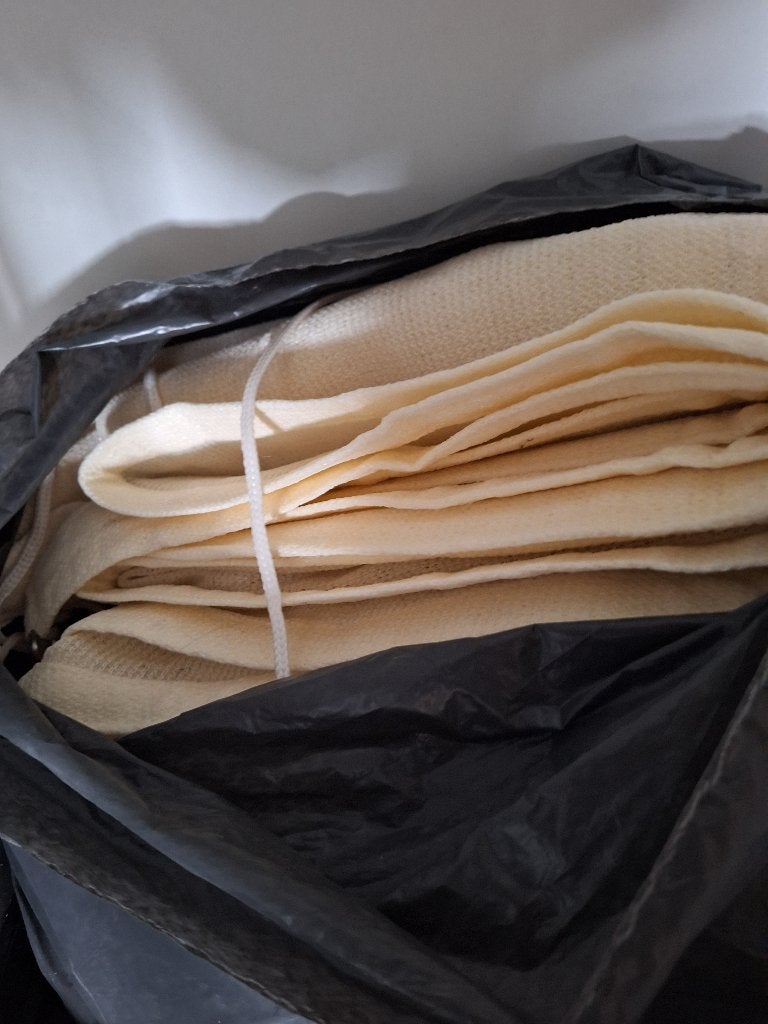 Zonnescherm doek beige 3 x 3 meter (2 stuks), Ophalen, Overige typen, Zo goed als nieuw, 250 cm tot 450 cm