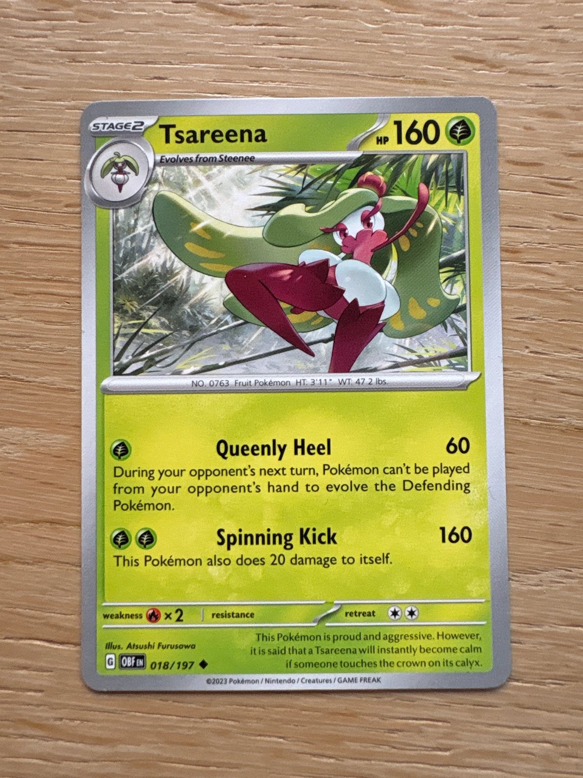 Tsareena Pokémon Kaart - 018/197 - Zeldzaam, Ophalen of Verzenden, Zo goed als nieuw, Losse kaart