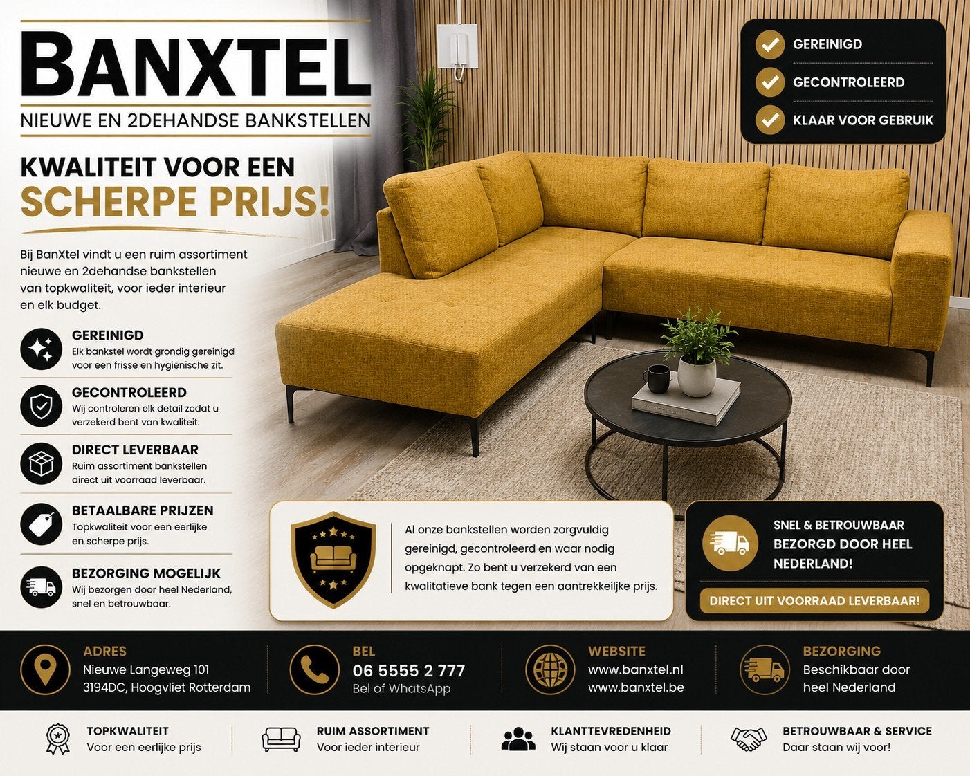 Z.G.A.N Okergeel Moderne Hoekbank