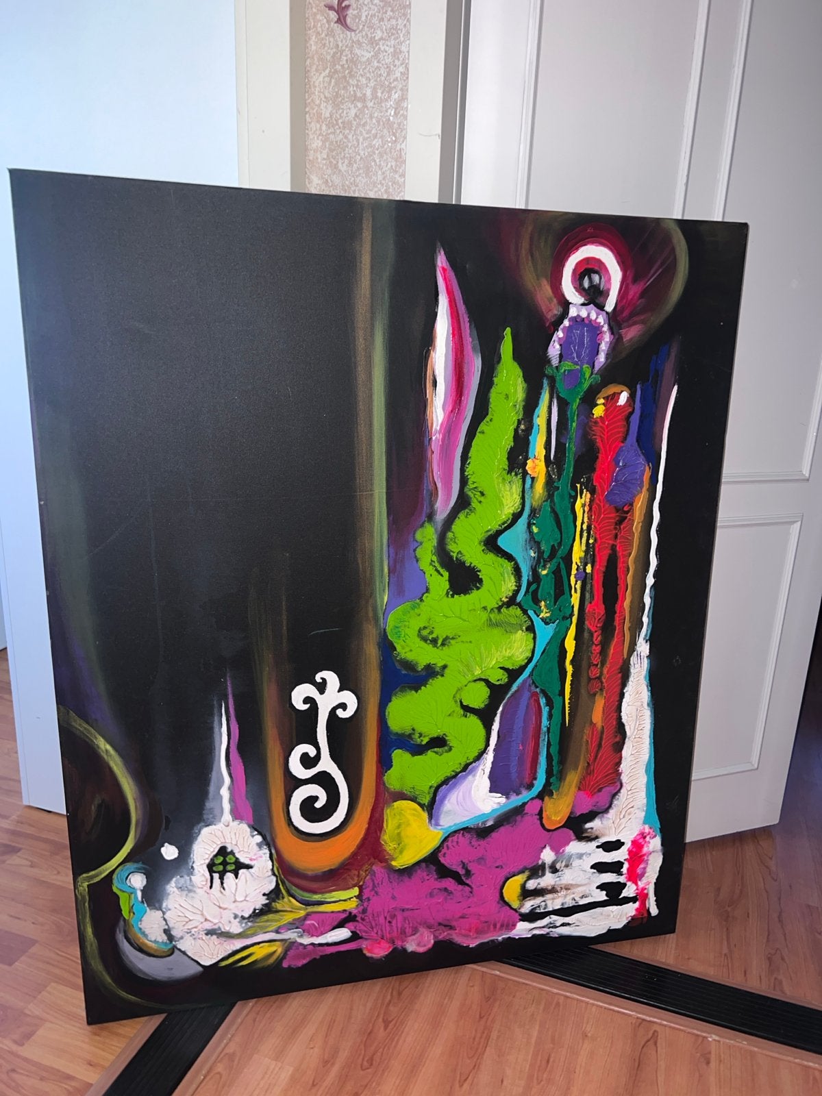 Abstract Schilderij 120x100 cm - Levendige Kleuren, Antiek en Kunst, Kunst | Schilderijen | Abstract, Ophalen