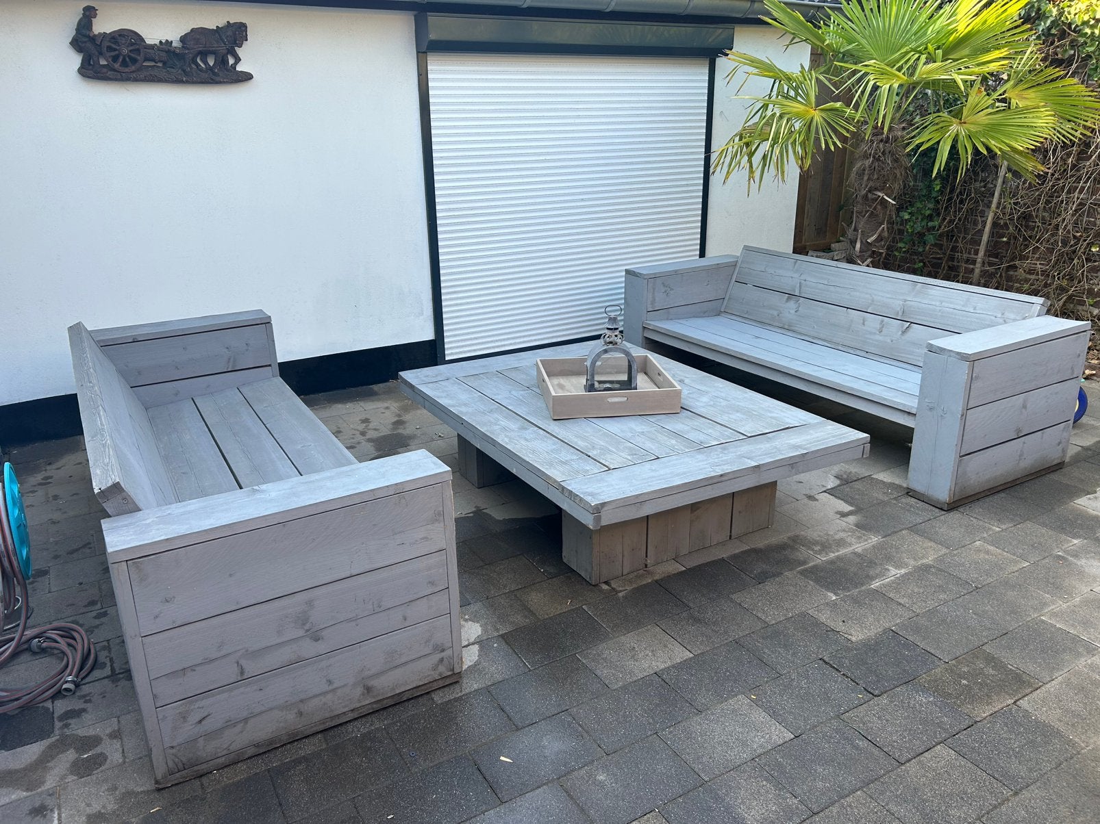 tuinset steigerhout, Ophalen, Gebruikt, Steigerhout, 6 zitplaatsen