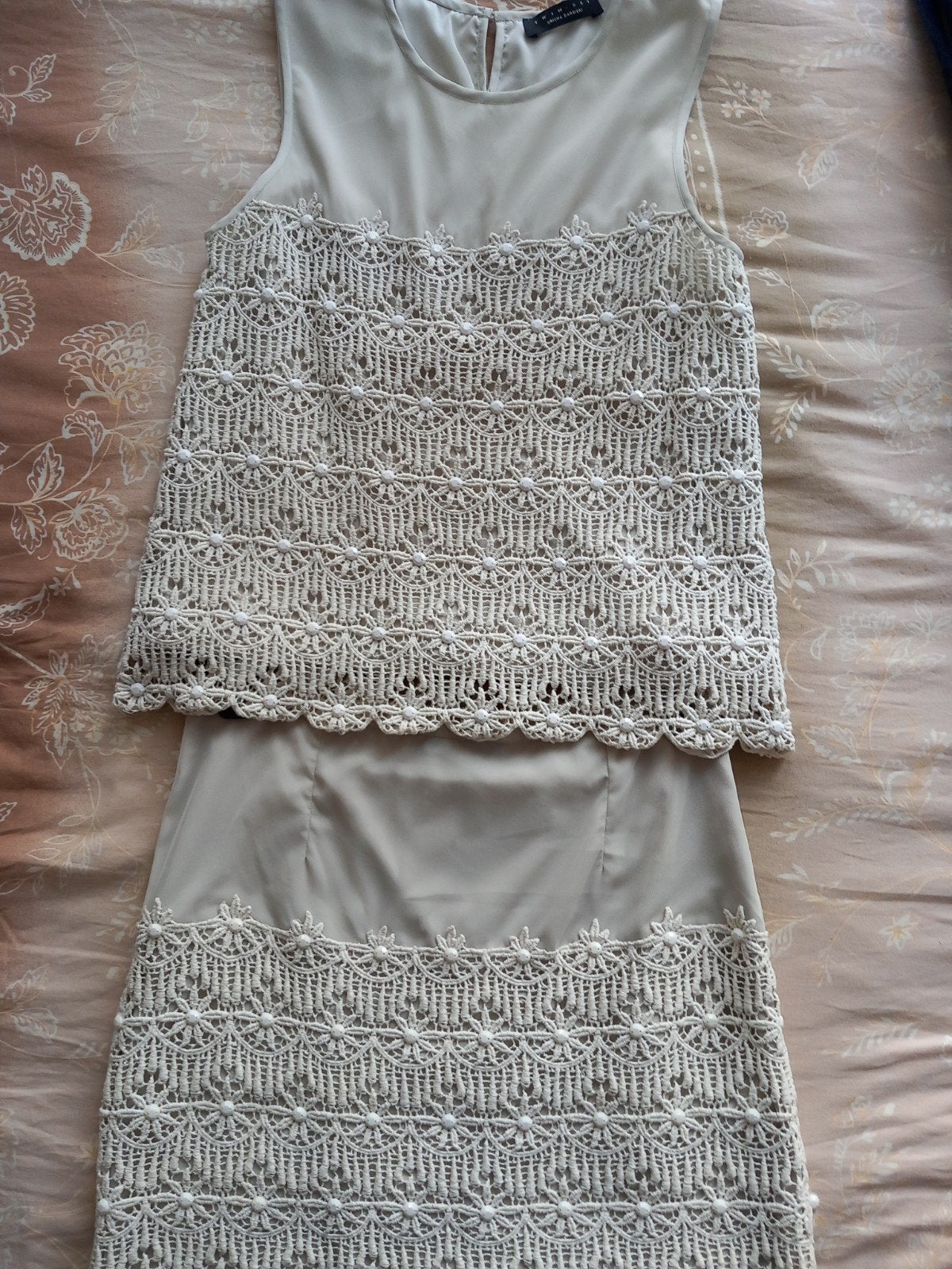 Twin-Set gehaakte top en rok set, maat M, Kleding | Dames, Maat 38/40 (M), Beige, Ophalen of Verzenden, Zo goed als nieuw