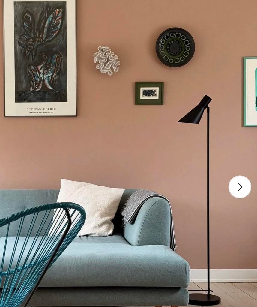 Deense Zwarte Staande Lamp - 135 cm Hoog, Ophalen, Zo goed als nieuw, Metaal, 100 tot 150 cm