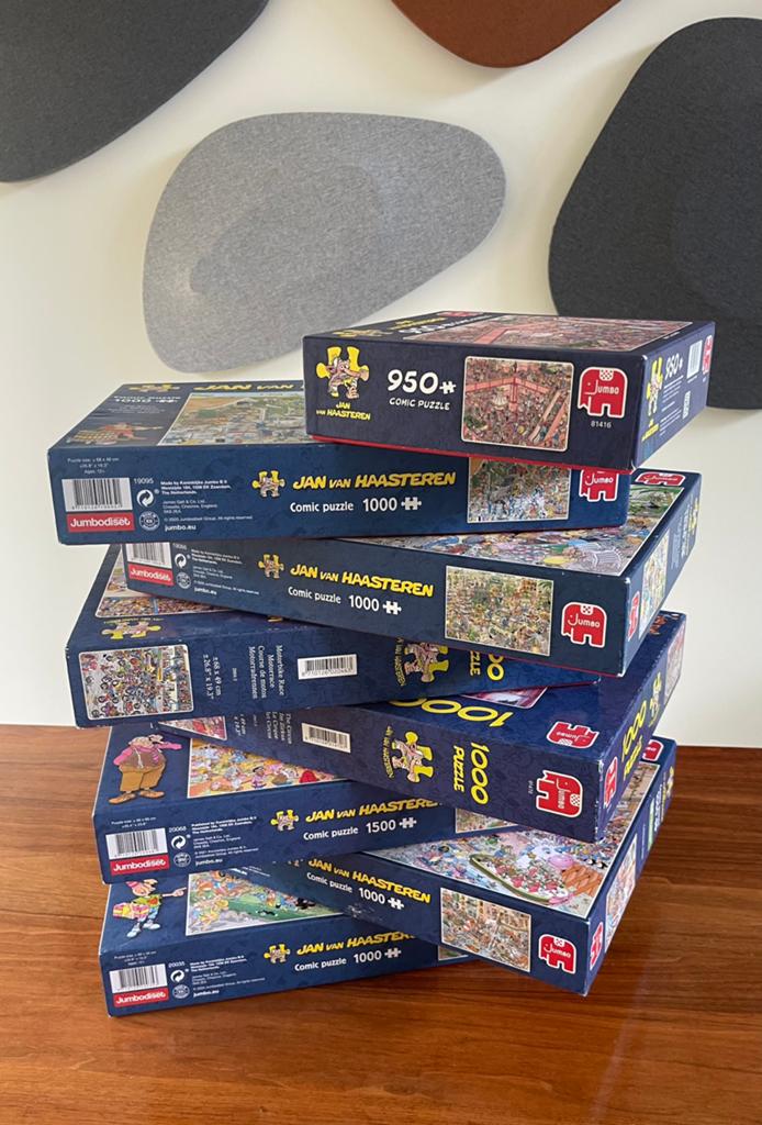 8 puzzels van Jan van Haasteren vanaf 6 euro/s, Ophalen of Verzenden, 500 t/m 1500 stukjes, Gebruikt