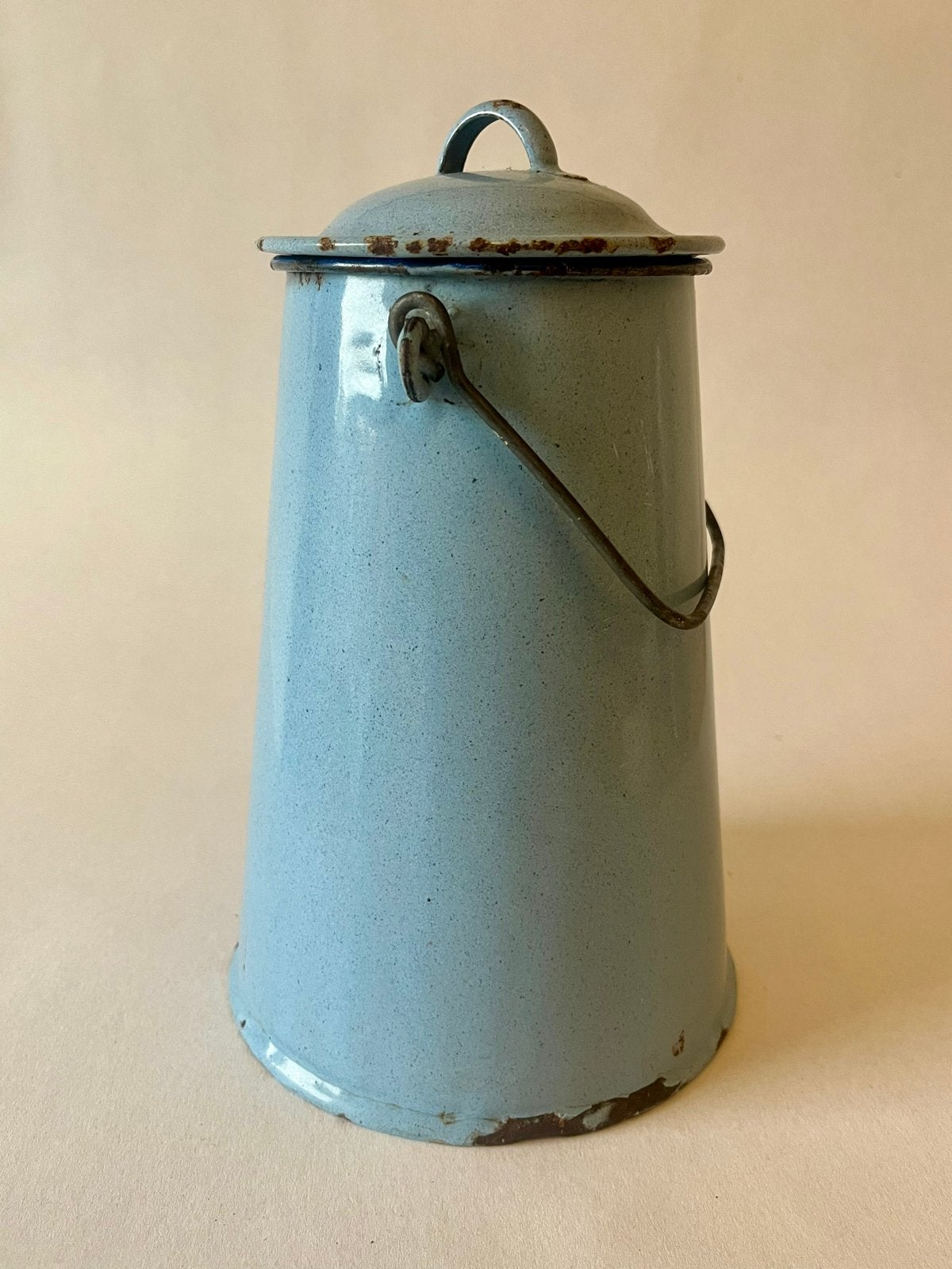 Vintage geëmailleerde melkbus - lichtblauw, Ophalen
