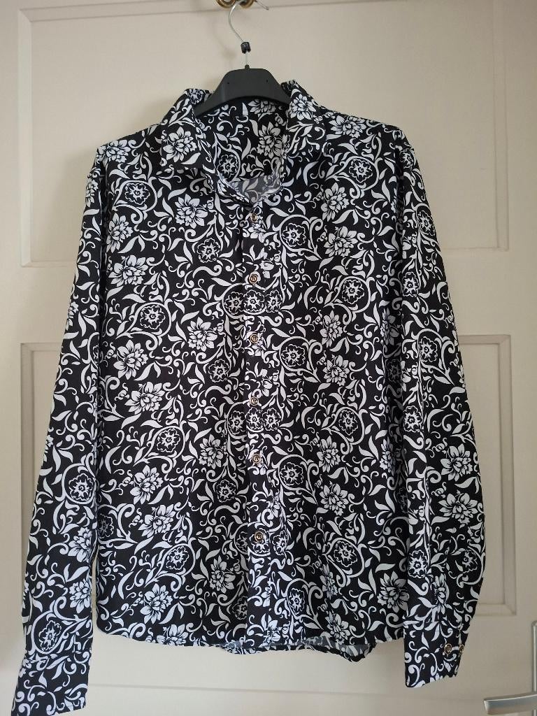 Herenblouse Barok Print Zwart/Wit Maat M, Anneonline, Steenbergen, Onbekend, Shop@wesell4u.nl