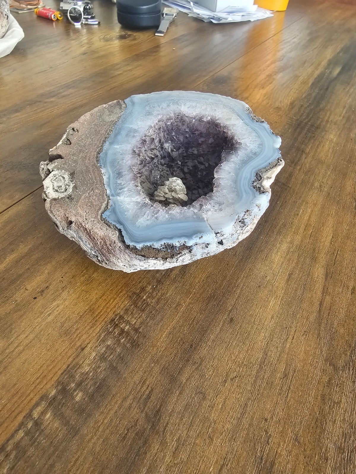 Prachtige Agaat Geode - Natuurlijk Kunstwerk, Ophalen of Verzenden, Mineraal