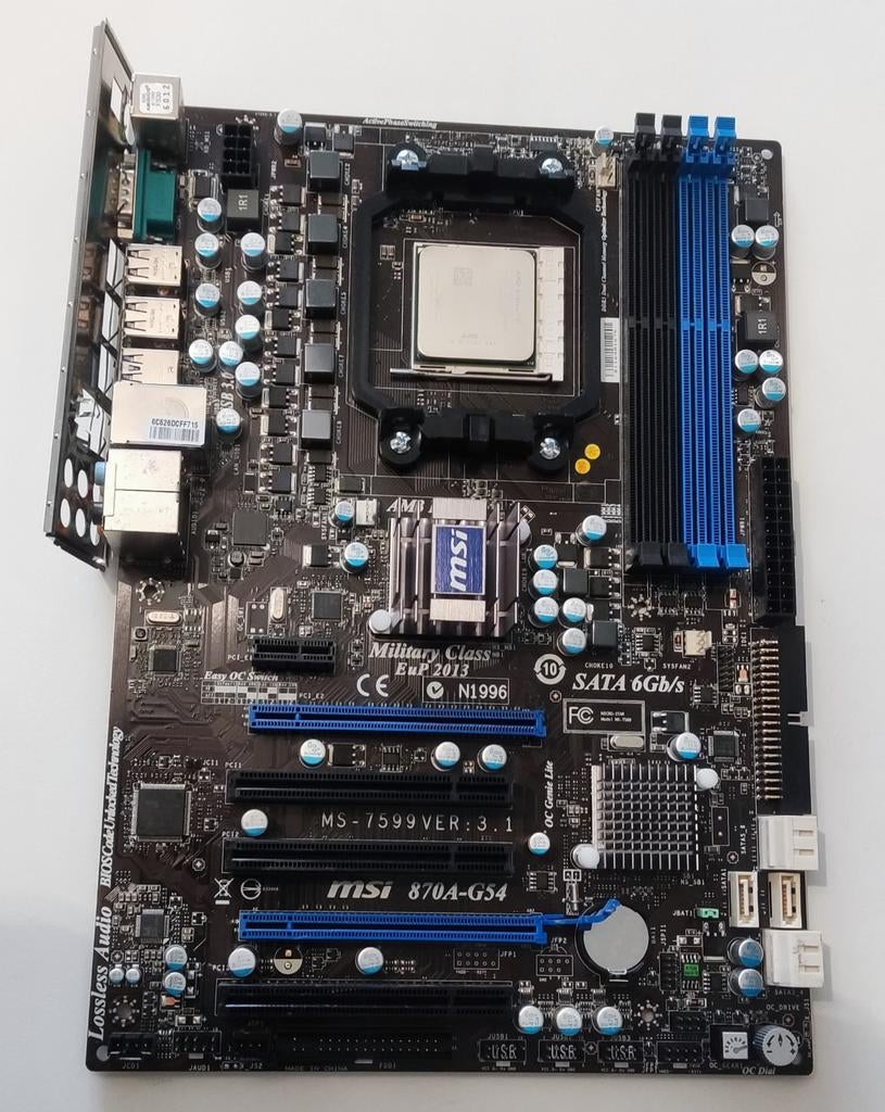 MSI 870A-G54 AM3 + Athlon II x2 250, Gebruikt, DDR3, Ophalen of Verzenden, Socket AM3