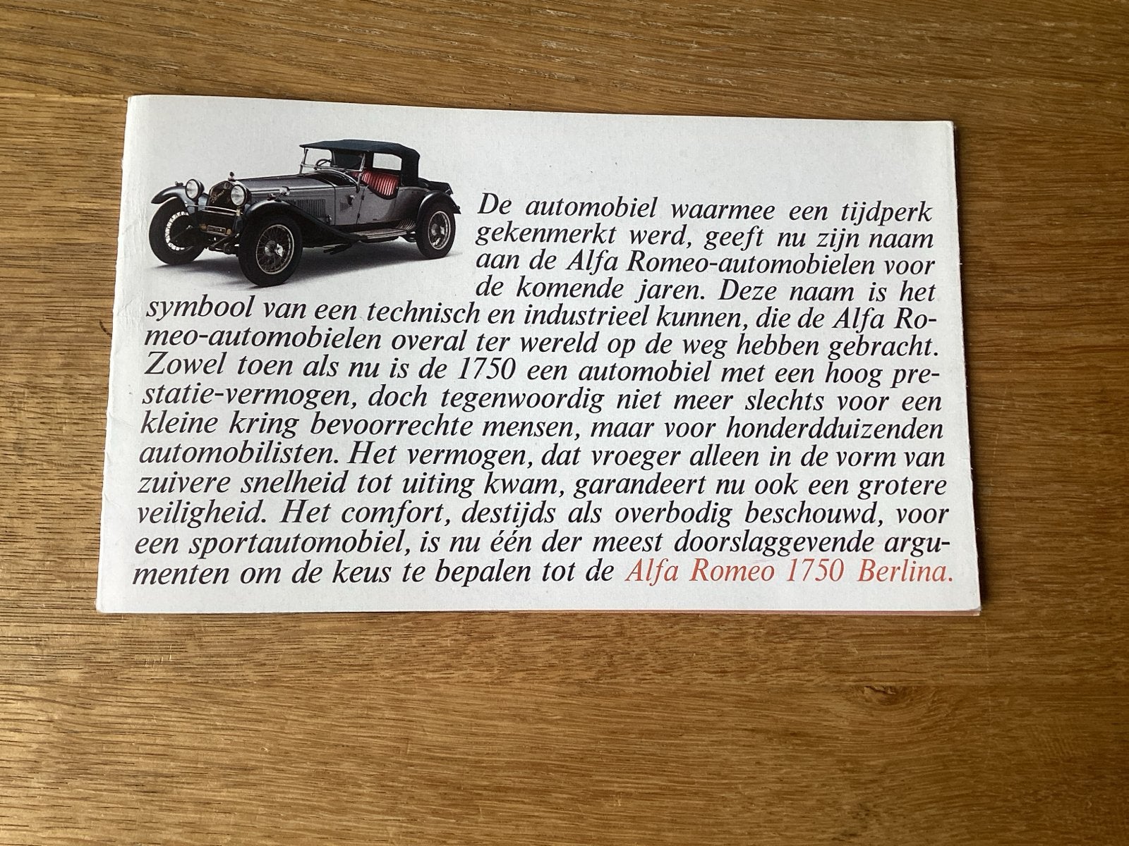 Alfa Romeo 1750 Berlina Brochure - Origineel, Ophalen of Verzenden, Zo goed als nieuw, Alfa Romeo